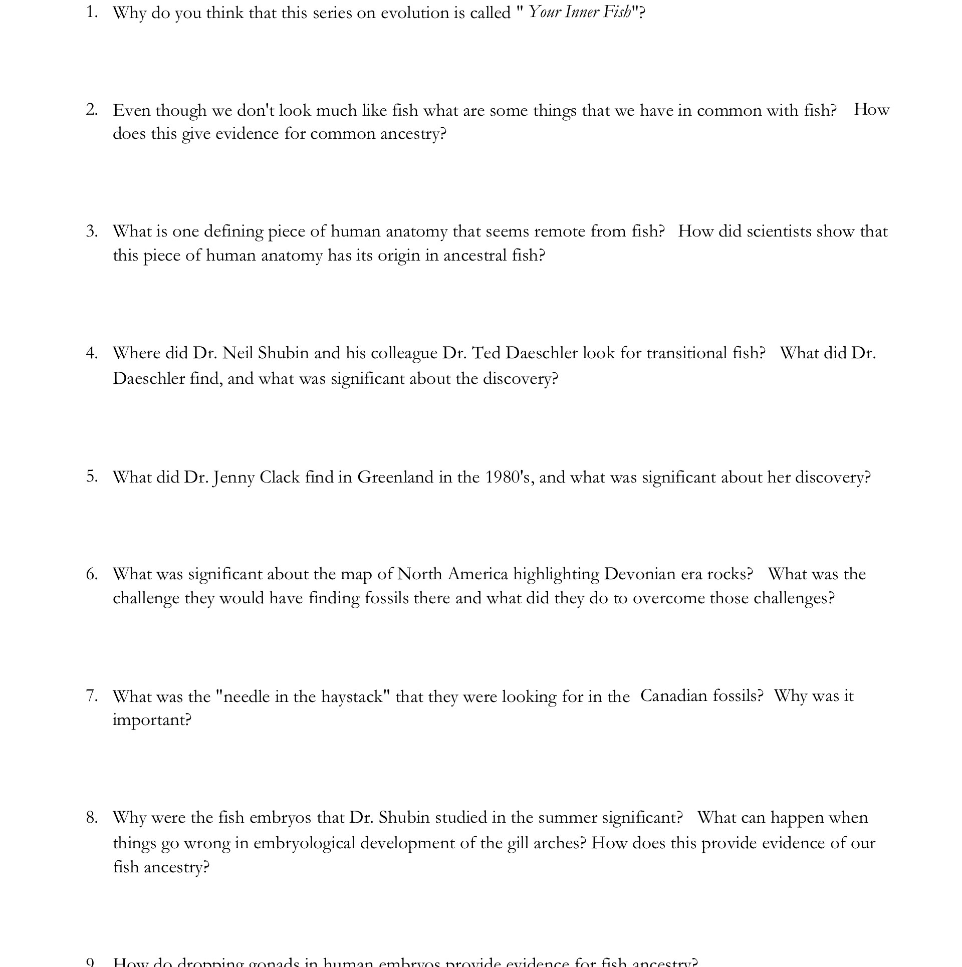  1. Why do you think that this series on evolution is