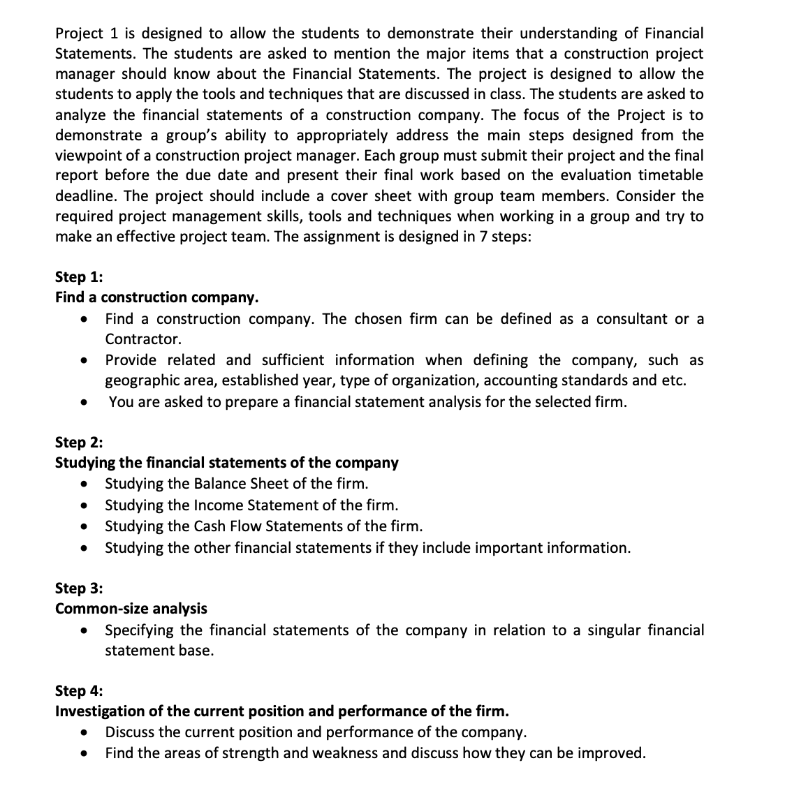 Project 1 is designed to allow the students to demonstrate their