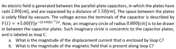 An electric field is generated between the parallel-plate capacitors, in which