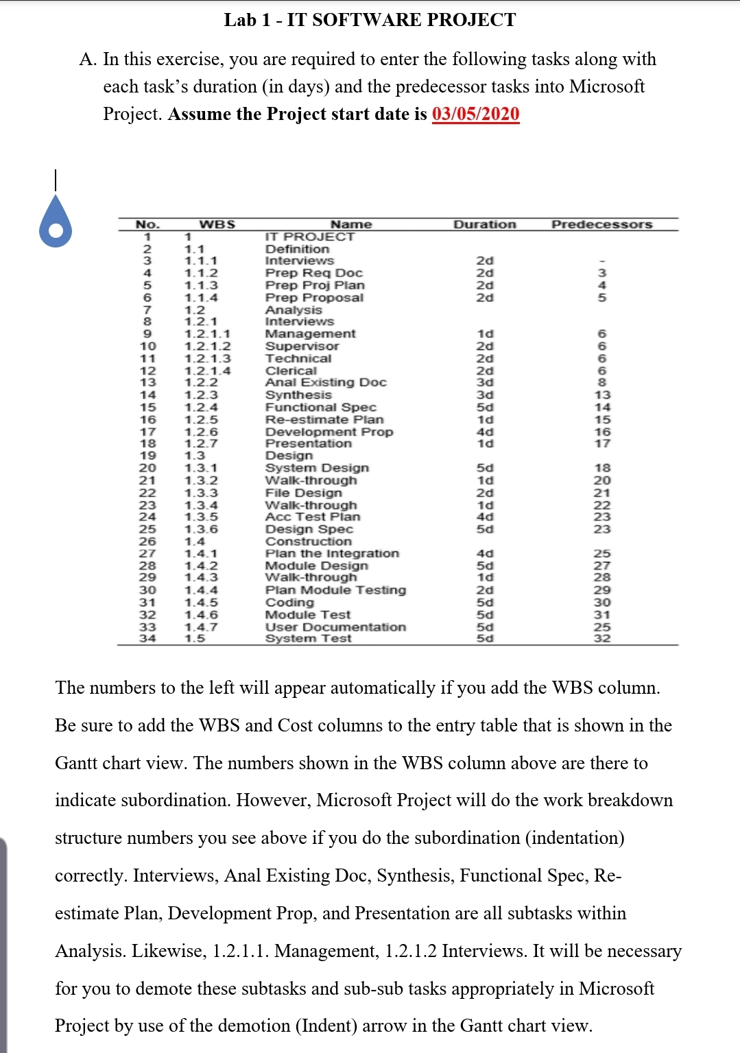 Lab 1 - IT SOFTWARE PROJECT A. In this exercise, you