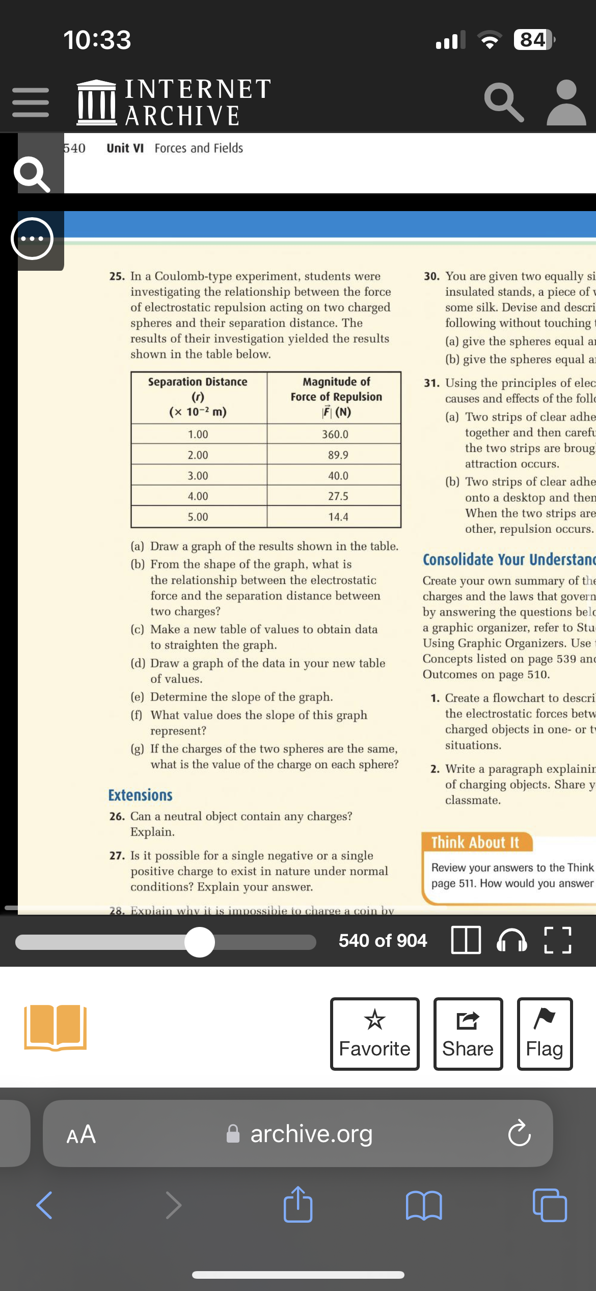  10:33 84 INTERNET ARCHIVE 540 Unit VI Forces and Fields Q