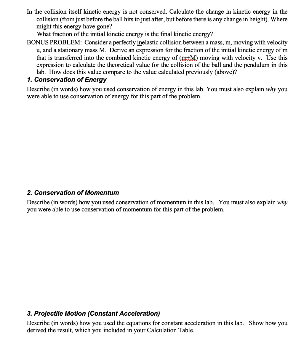pendulum and compare it to the velocity determined by looking at the