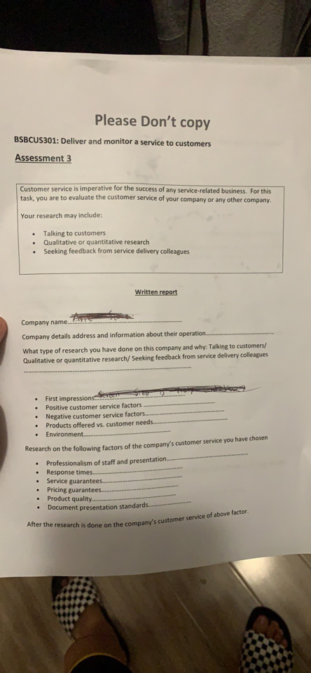 please help ..Talking to customersquantitative or qualitative researchseeking feedback from service delivery