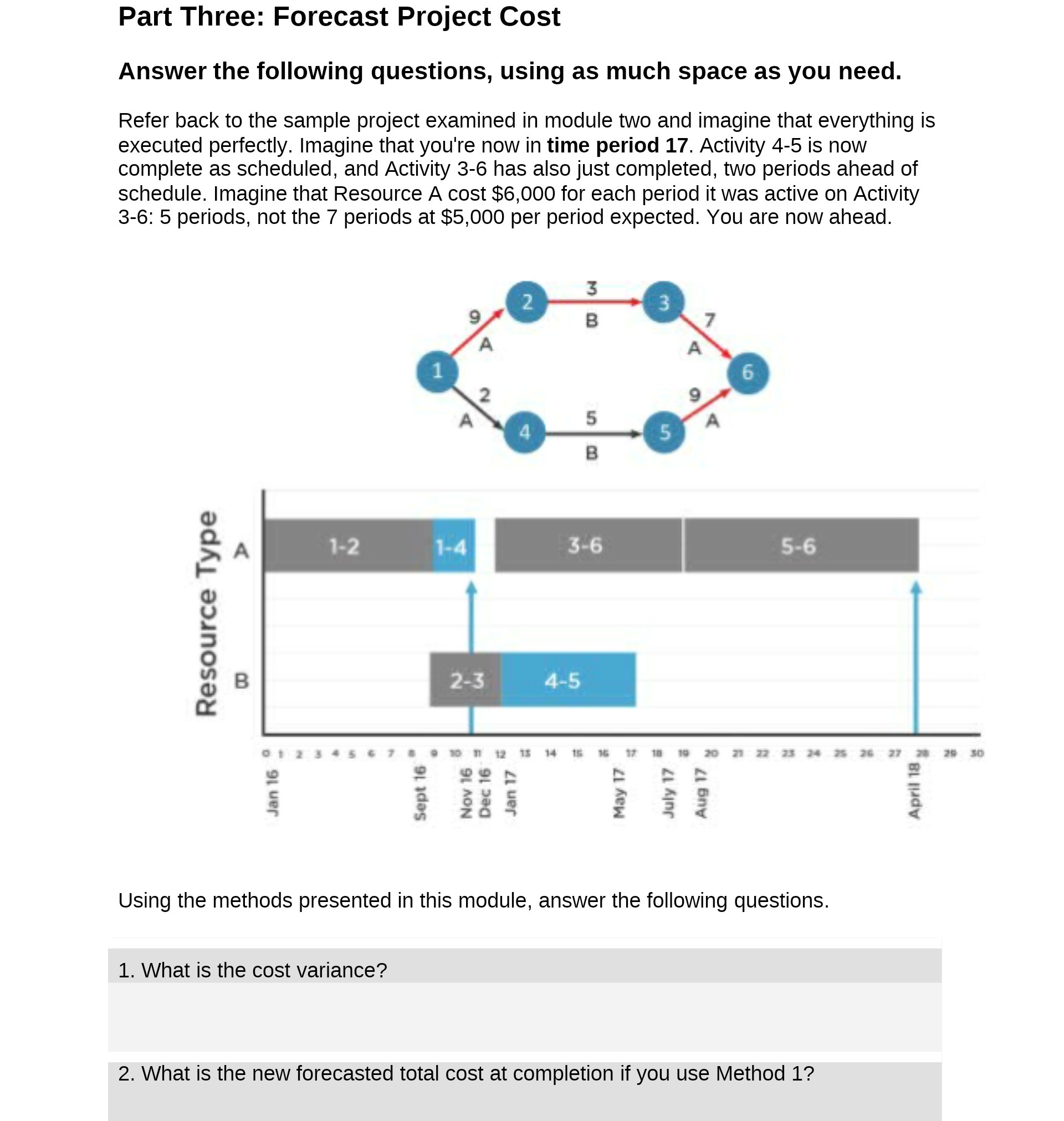  Part Three: Forecast Project Cost Answer the following questions, using as