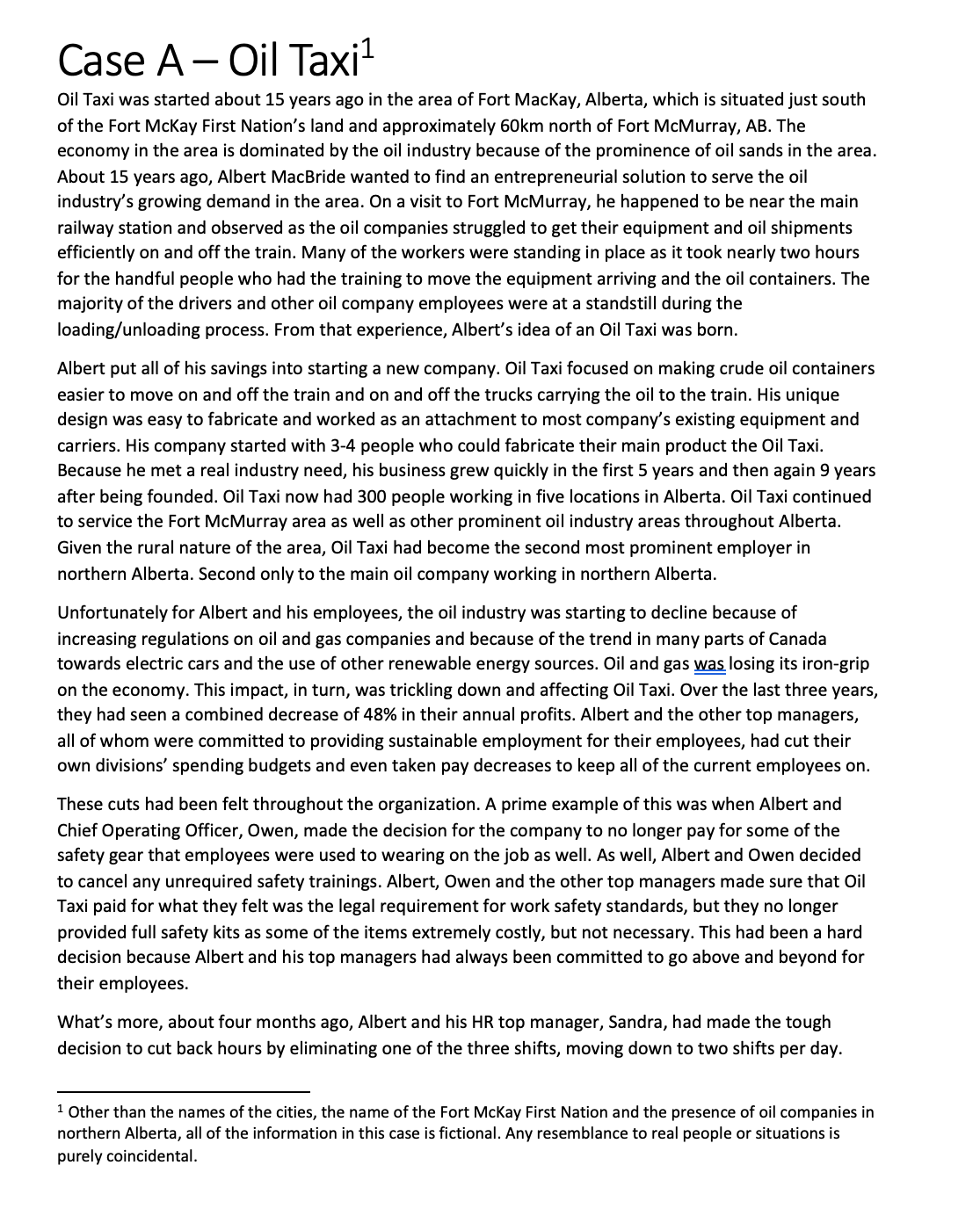 Read the case and answer following questions: ~( please make sure you