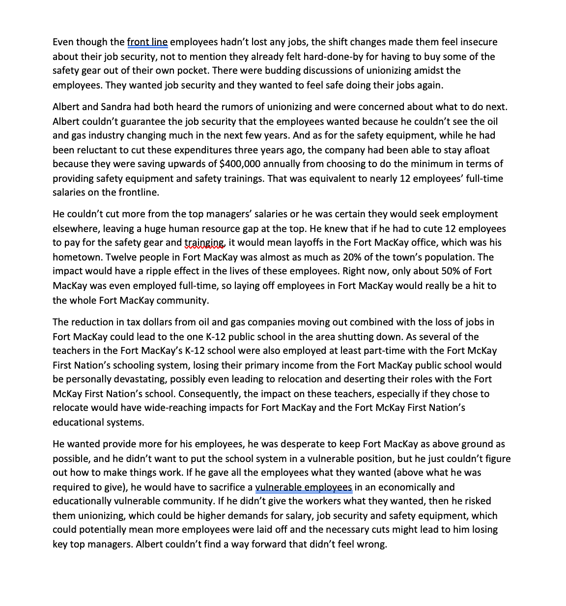 answer every part)1. For the main actors, identify, analyze and support your