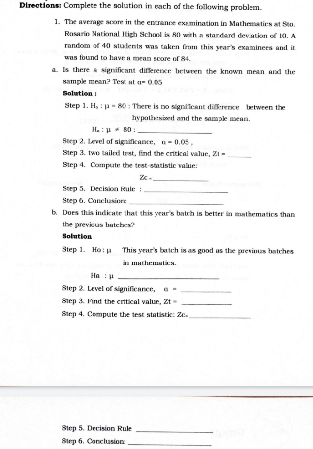 This is Statistics. Answer what is required. Provide clean and clear Solutions
