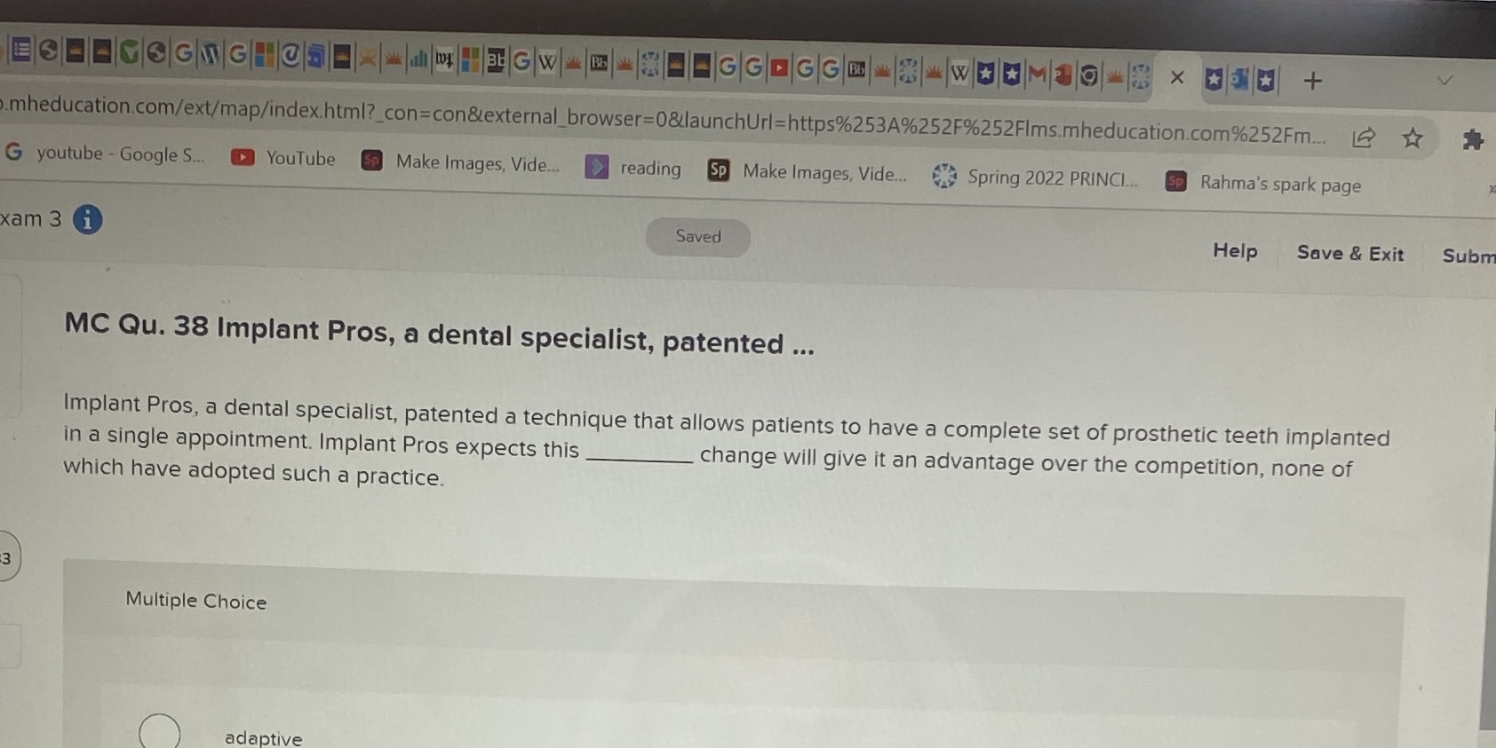 .mheducation.com/ext/map/index.html?_con=con&external_browser=0&launchUrl=https%253A%252F%252Flms.mheducation.com%252Fm... L X G youtube - Google S... YouTube So Make