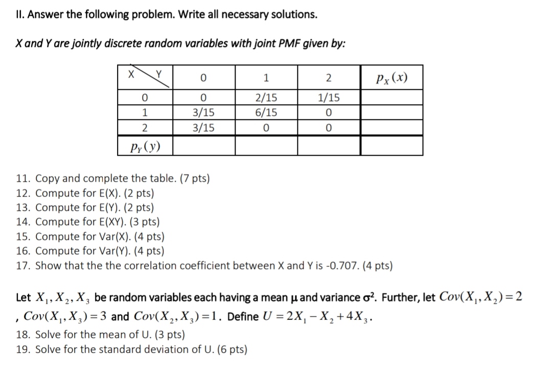 Pmf means probability mass function The course is Probability Theory 2 Il.