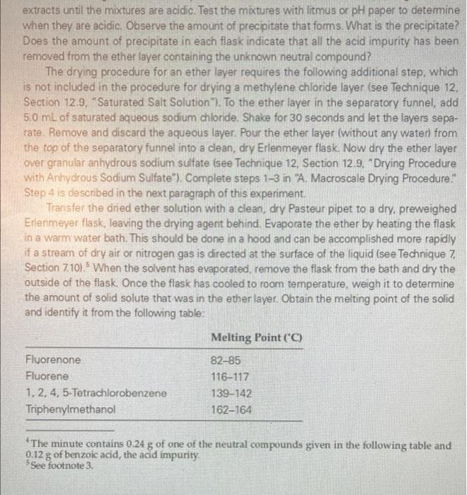 an unknown neutral com- pound and an acid or base impurity. The