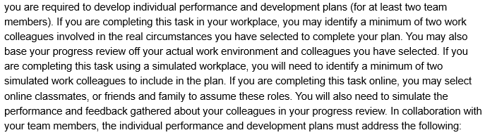 Individual performance and development plan scenario: you are required to develop individual