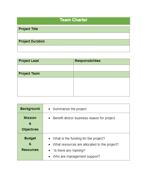 please complete the following chart below, its all about project management Team