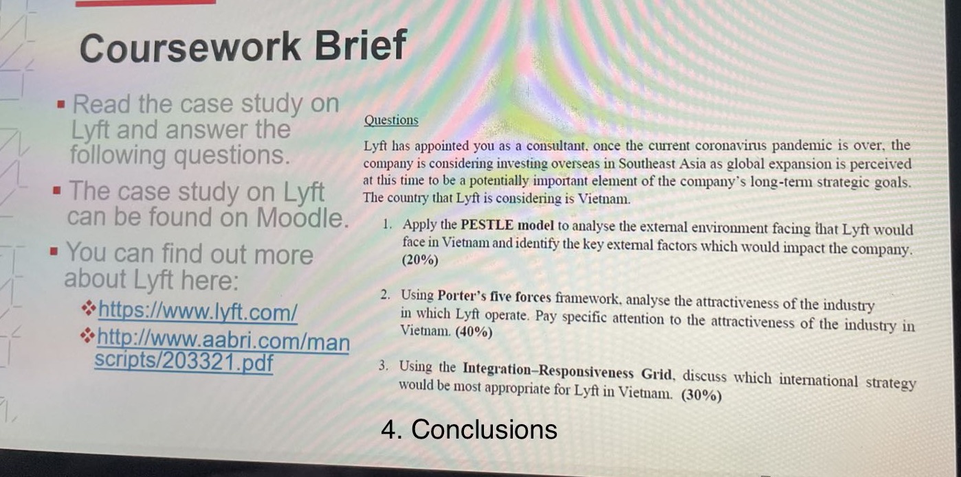 Strategic Management in a Global Context Coursework Brief . Read the case