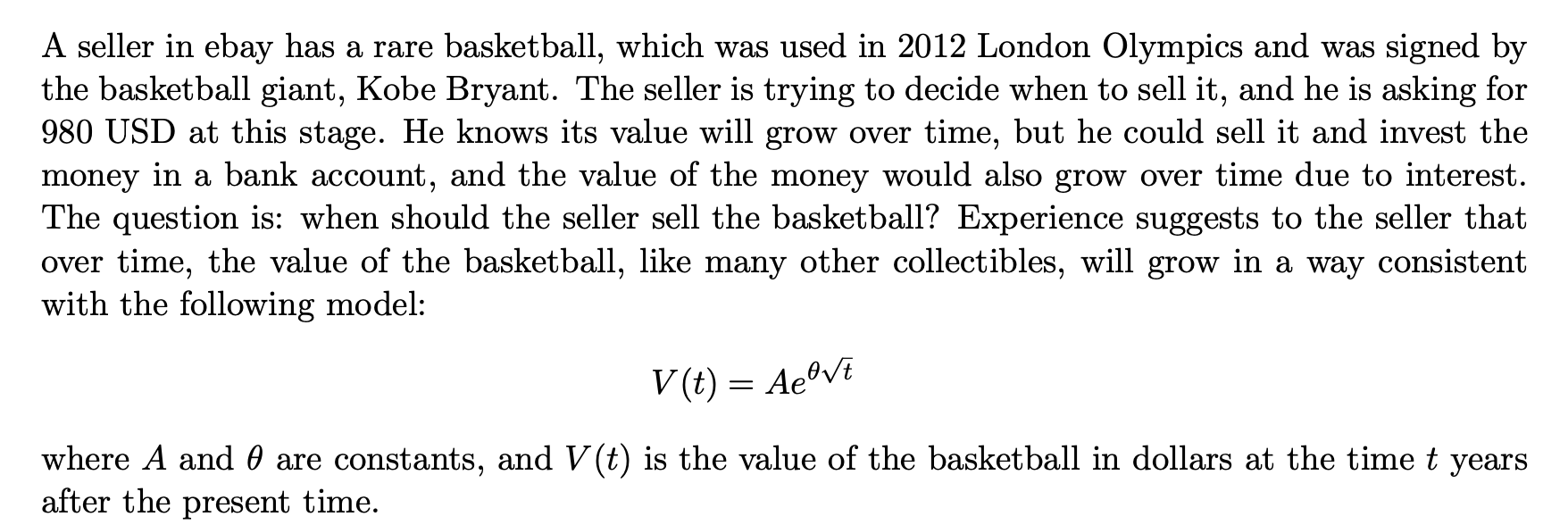 (t) for several different values of 7", while holding 6 constant. What