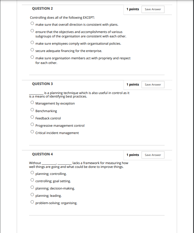 to: make sure plans are fulfilled and that actual performance meets objectives.
