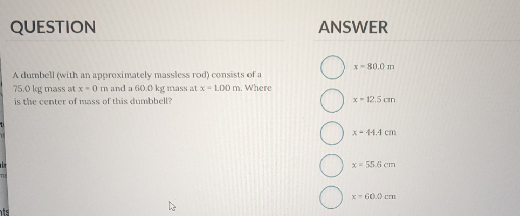 I just need the answer quickly. thank you QUESTION ANSWER x =