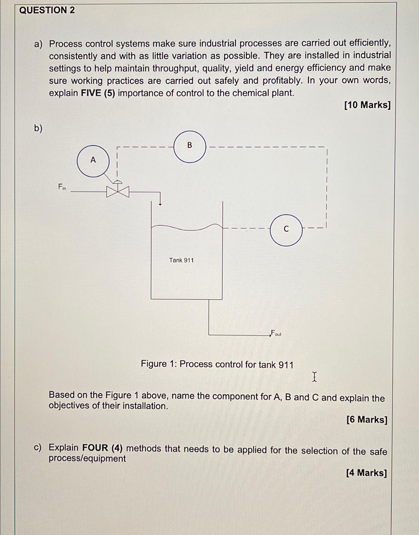  QUESTION 2 a) Process control systems make sure industrial processes are