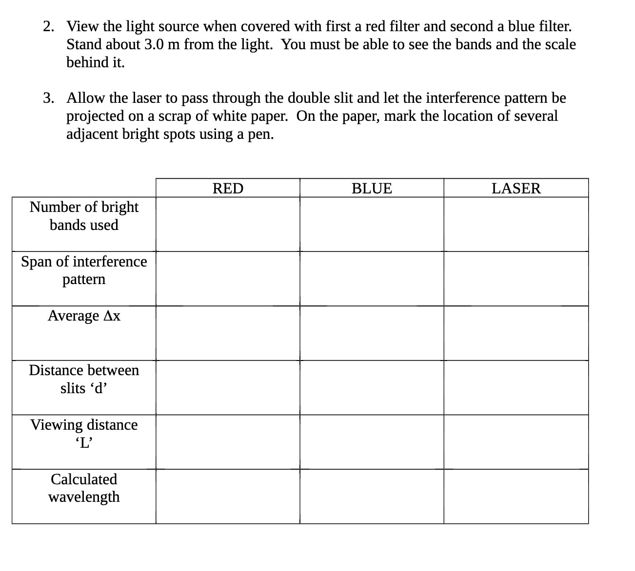  2. View the light source when covered with first a red
