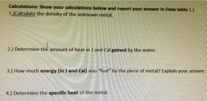 g/cm Table 2: Measured Values for the specific heat ID of the