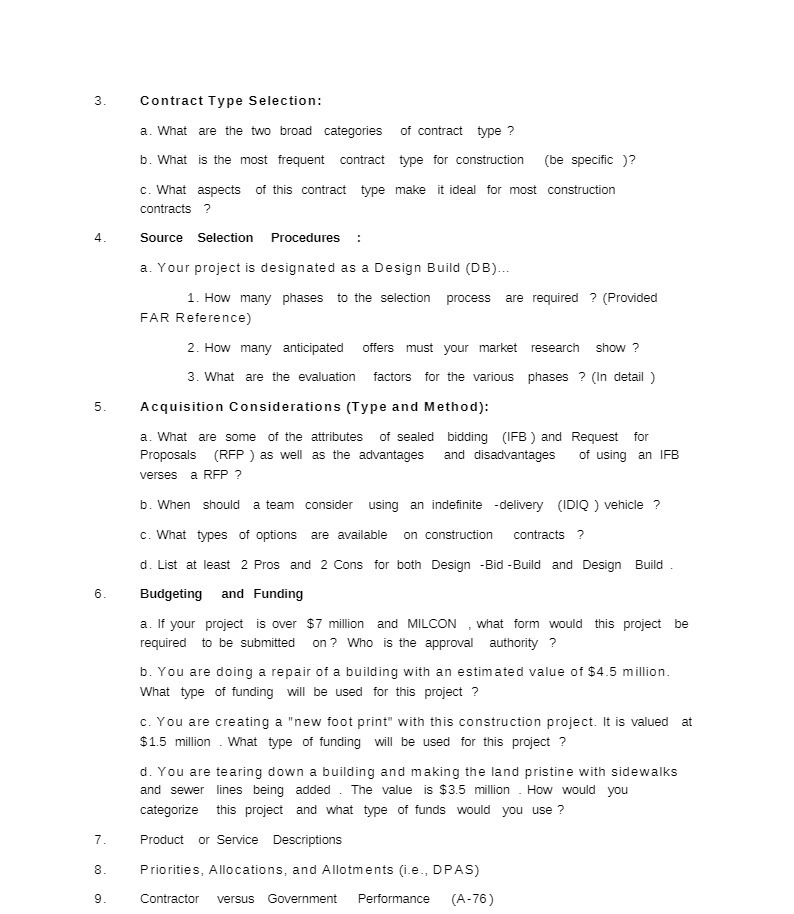 3. Contract Type Selection: a. What are the two broad categories