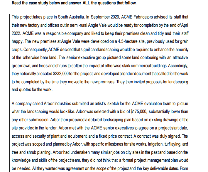  Read the case study below and answer ALL the questions that