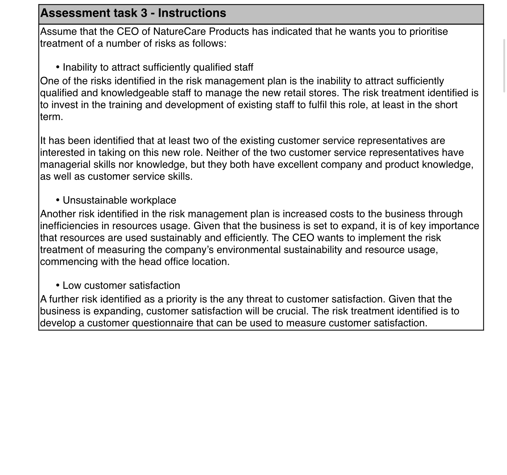 months later, and you are monitoring the implementation of the risk treatments