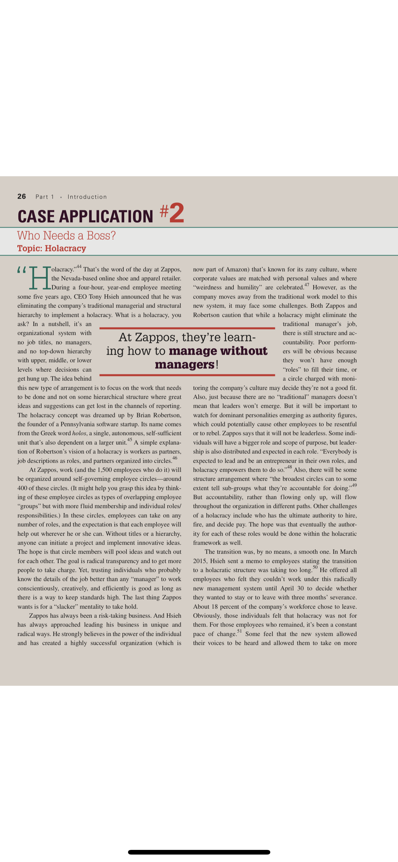 26 Part1 - CASE APPLICATION #2 Introduction Who Needs a Boss?