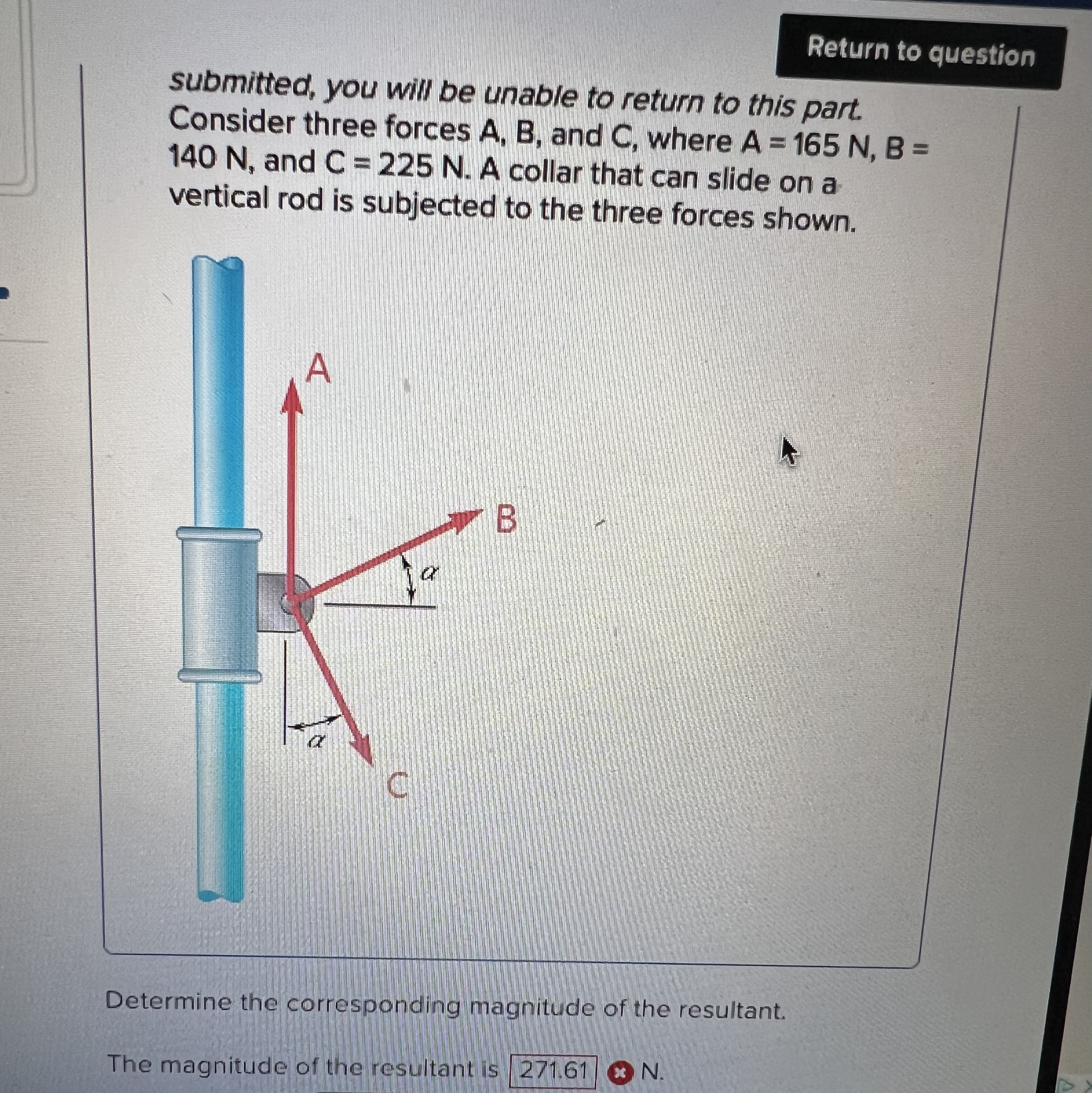 Return to question submitted, you will be unable to return to