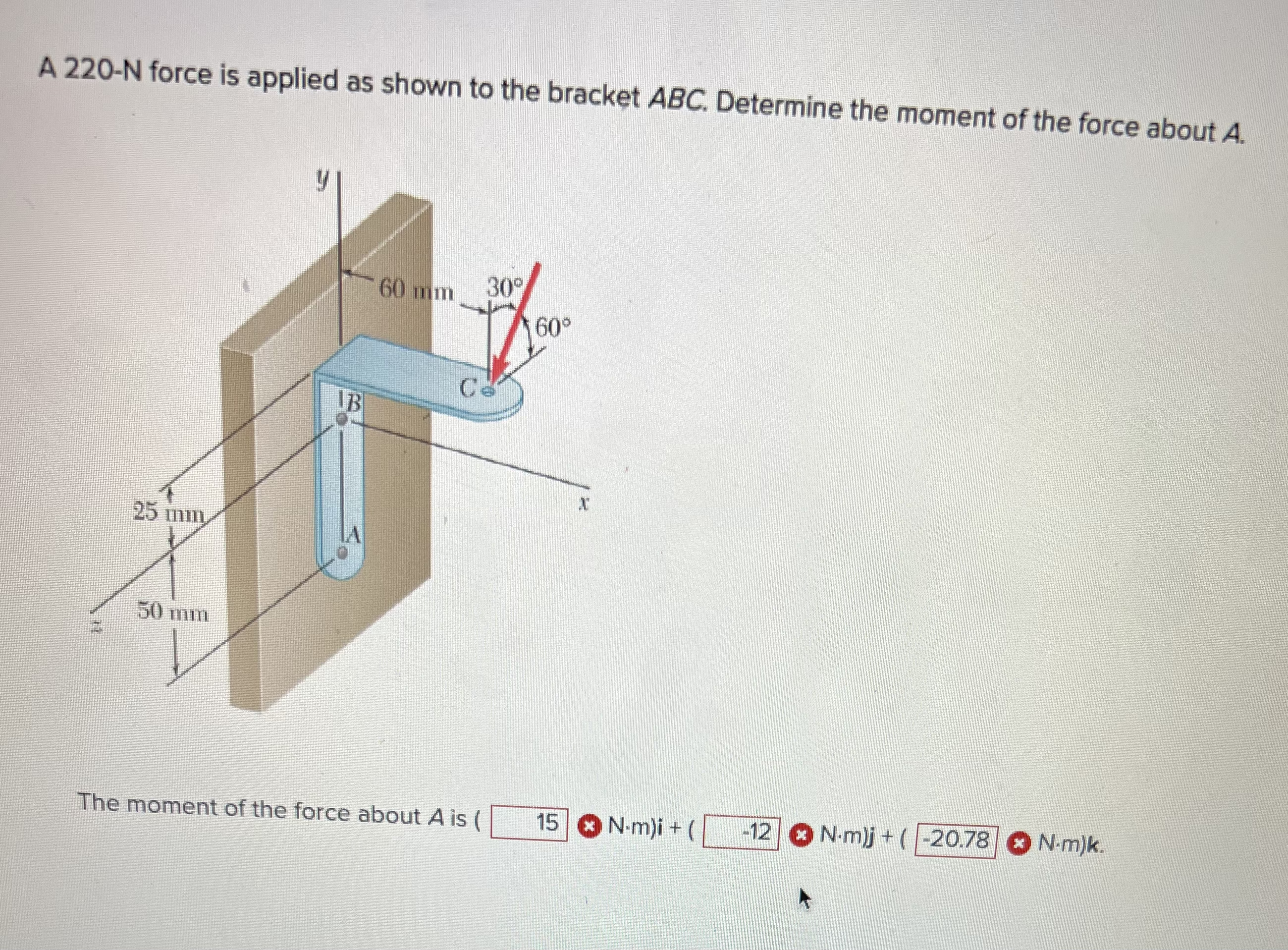 this part. Consider three forces A, B, and C, where A =