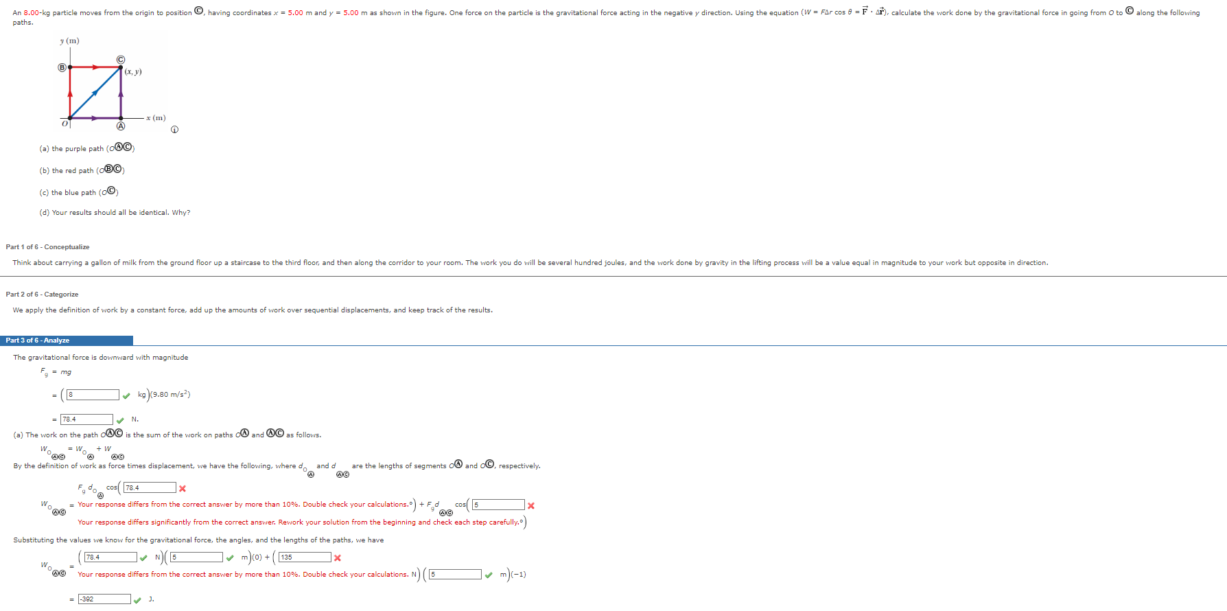 put answer on image please An 8.00-kg particle moves from the origin