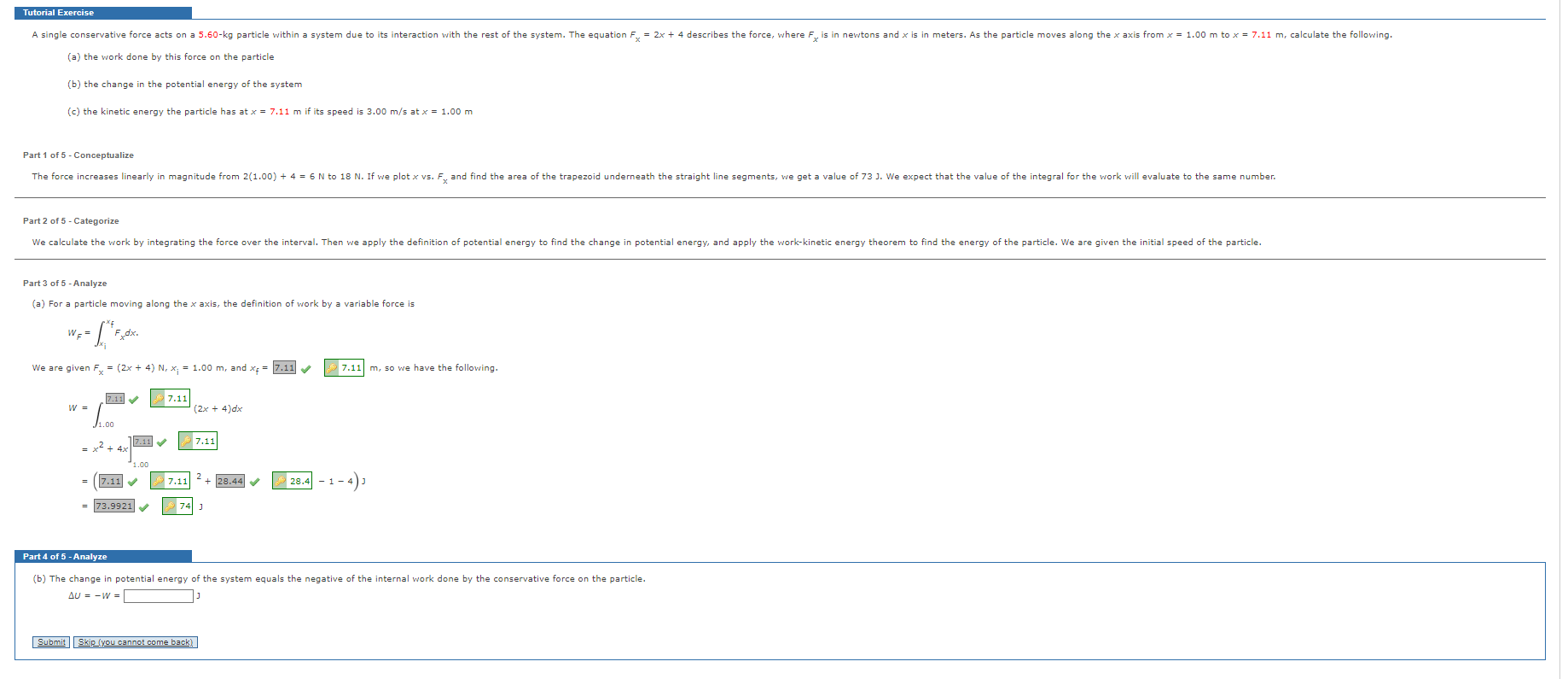 to position @, having coordinates x = 5.00 m and y =