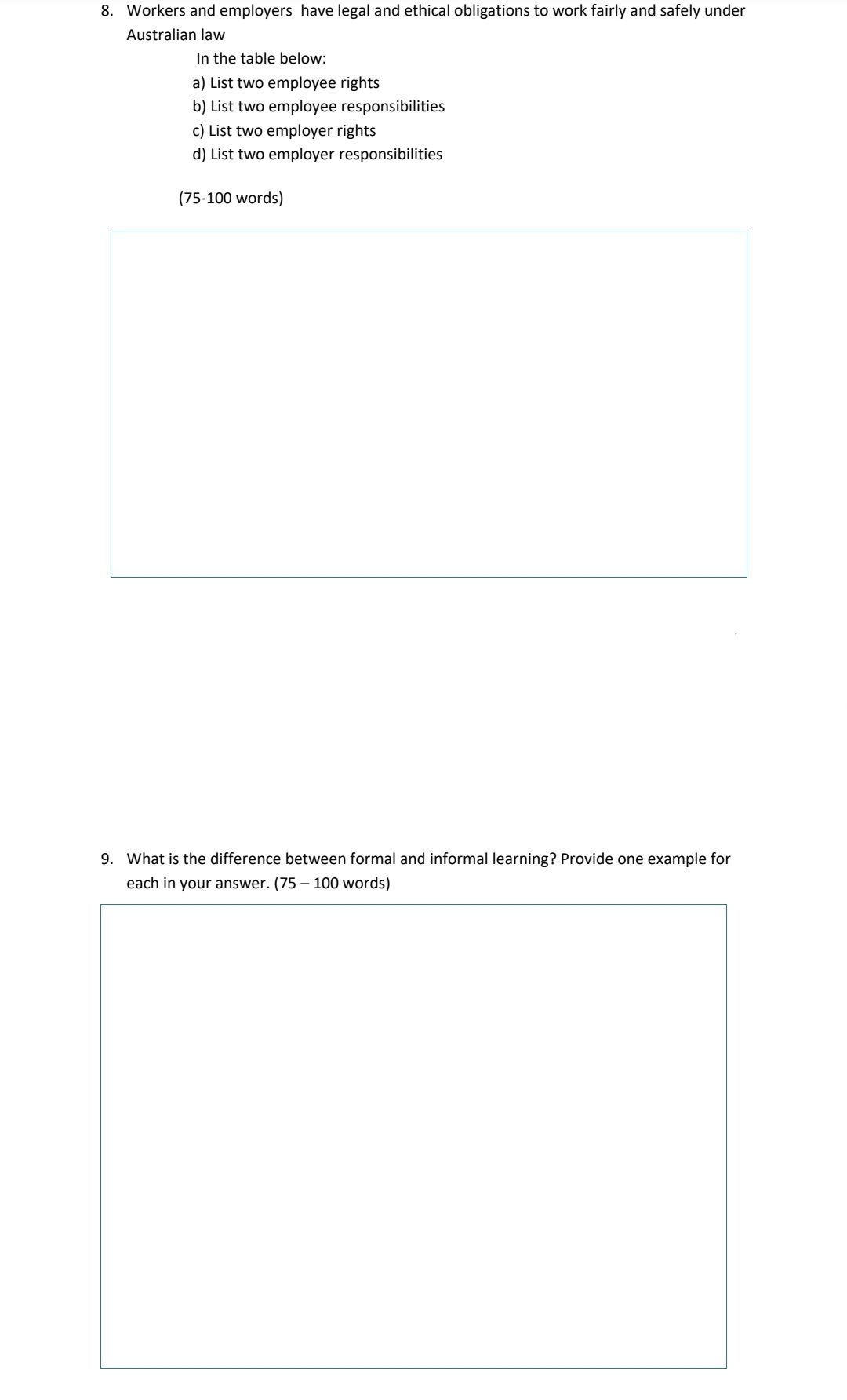 finish. Rights of employers and employees are what they can expect (often