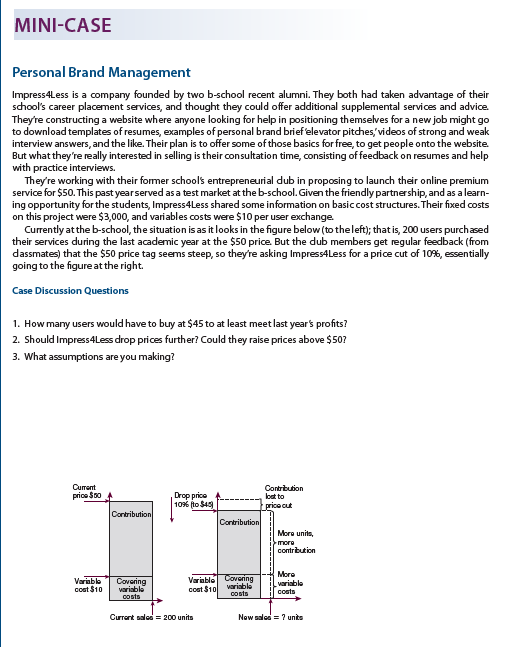 Using the mini case on personal branding below, provide responses to these