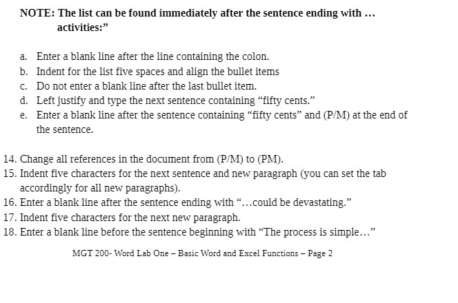 NOTE: The list can be found immediately after the sentence ending