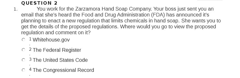  Q U E STI 0 N 2 You work for the