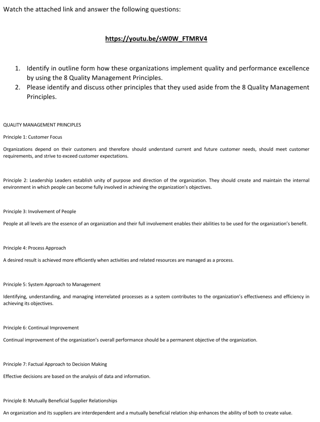 Watch the attached link and answer the following questions: https://youtu.be/sWOW_FTMRV4 1.