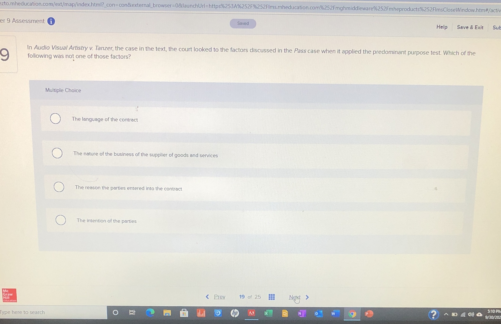 ezto.mheducation.com/ext/map/index.html?_con=con&external_browser=0&launchUrl=https%253A%252F%252FIms.mheducation.com%252Fmghmiddleware%252Fmheproducts%252FImsCloseWindow.htm#/activ er 9 Assessment i Saved Help Save & Exit Sul