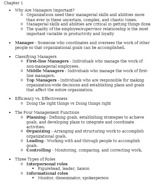 Chapter 1 Why Are Managers Important? 0 Organizations need their managerial