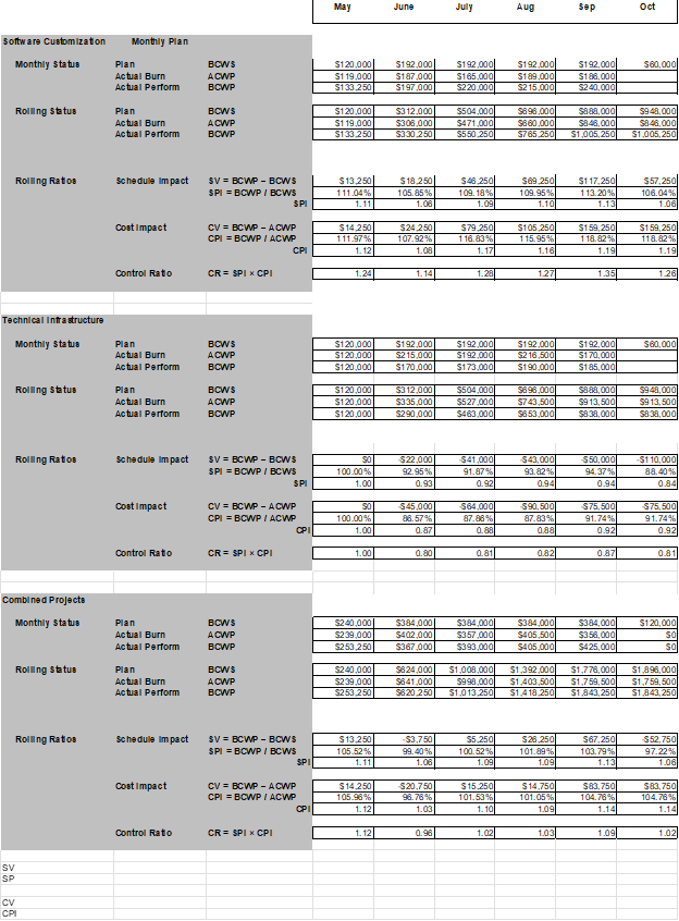 Based on the assigned case study that reports the project's performance, including