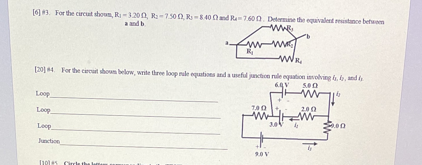 3 and 4, 3 answer in "a.bc" ohm format. [6] #3. For