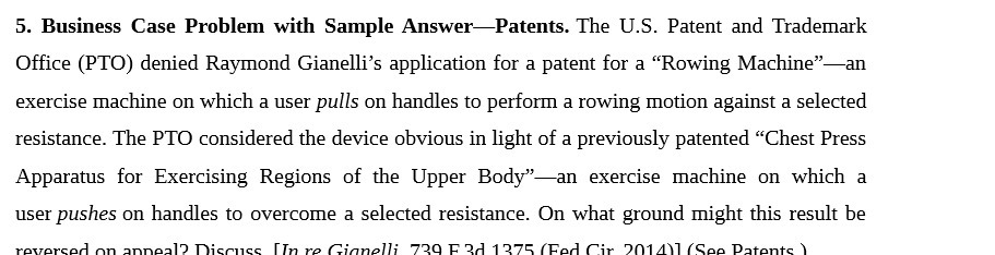 5. Business Case Problem with Sample Answer-Patents. The U.S. Patent and