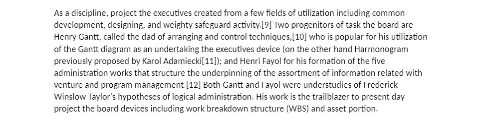  As a discipline, project the executives created from a few fields