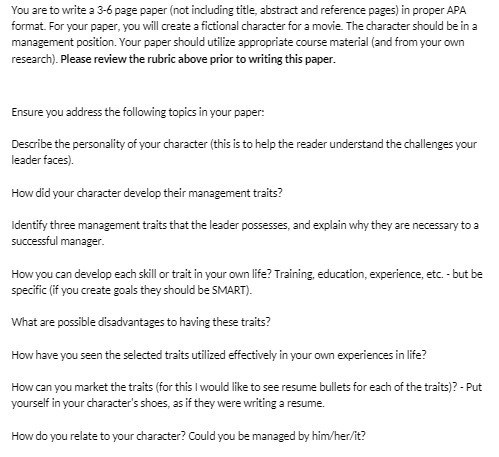 You are to write a 3-6 page paper (not including title,