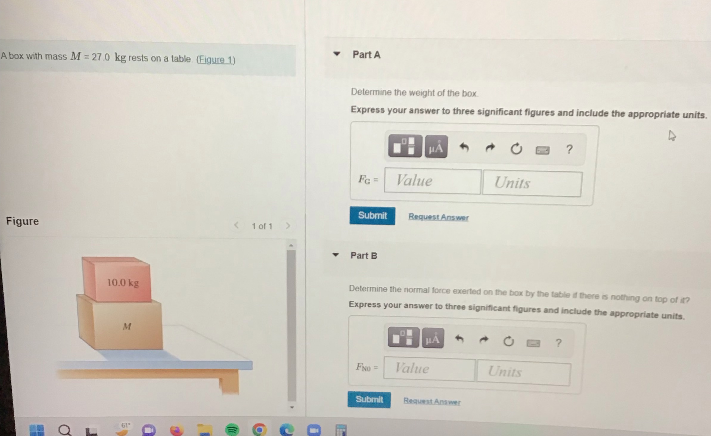  Part A A box with mass M = 27.0 kg rests