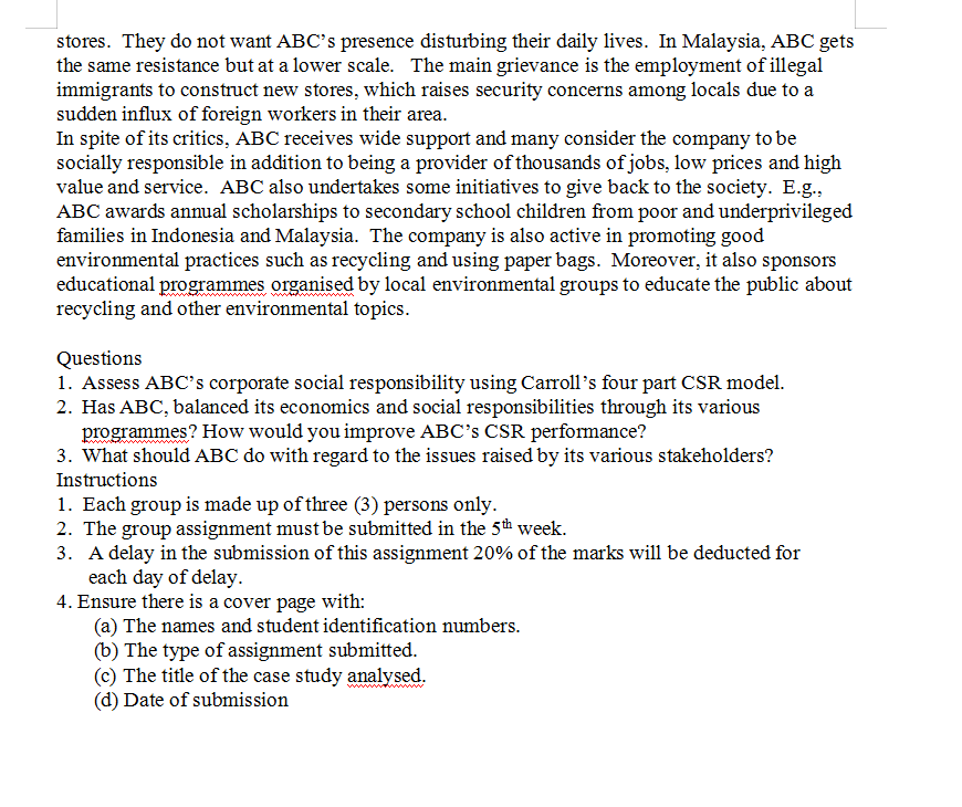 a Giant Retailer ABC is the largest retailer in Malaysia, Indonesia, Singapore