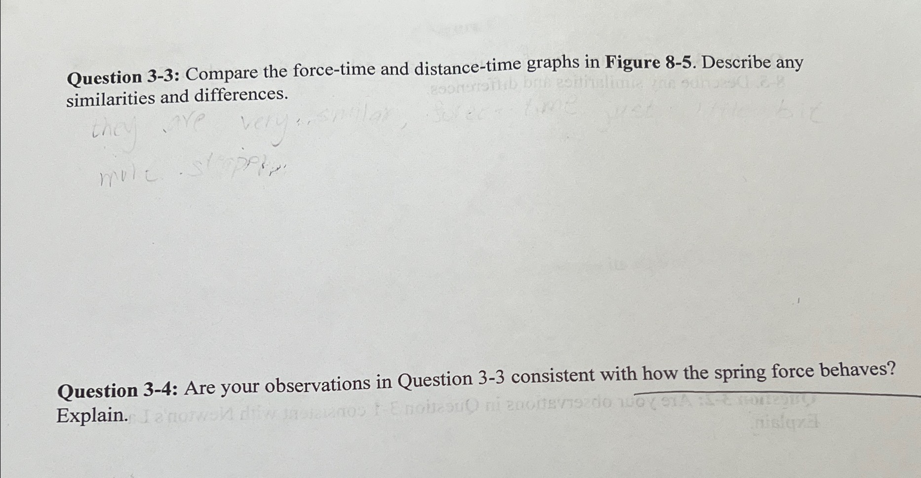 Are your observations in Question 3-3 consistent with how the spring force