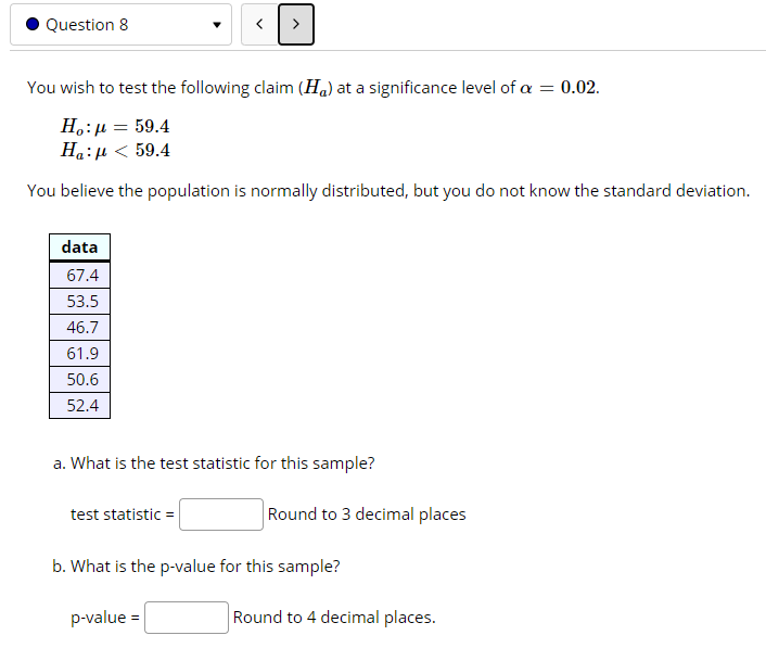population mean is greater than 73.2. O There is not sufficient sample