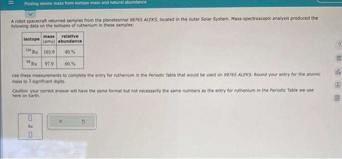  A robot spacecraft returned samples from the planetesimal 98765 ALEKS, located