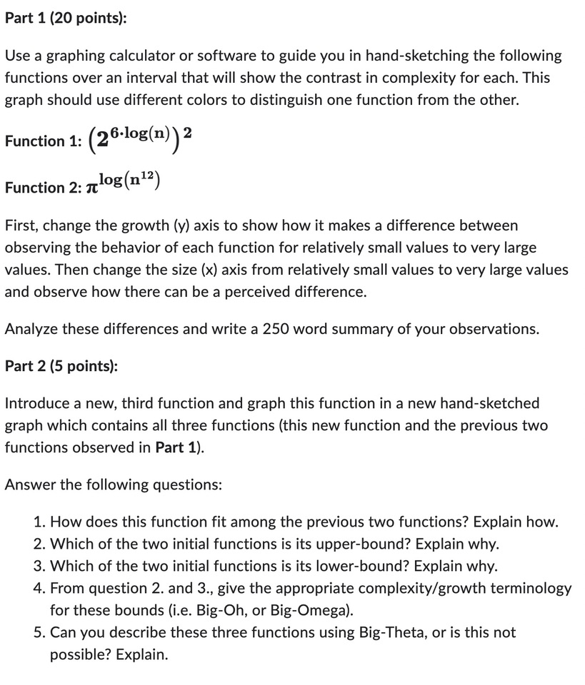  Part 1 {20 points]: Use a graphing calculator or software to
