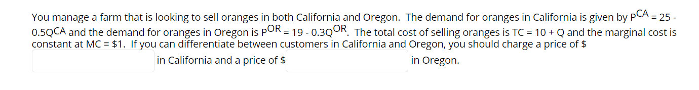 Please help with this practice question. You manage a farm that is